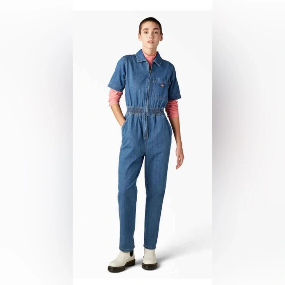 Dickies Houston Regular Fit‎ Denim jeans smocked Coveralls jumper size small new